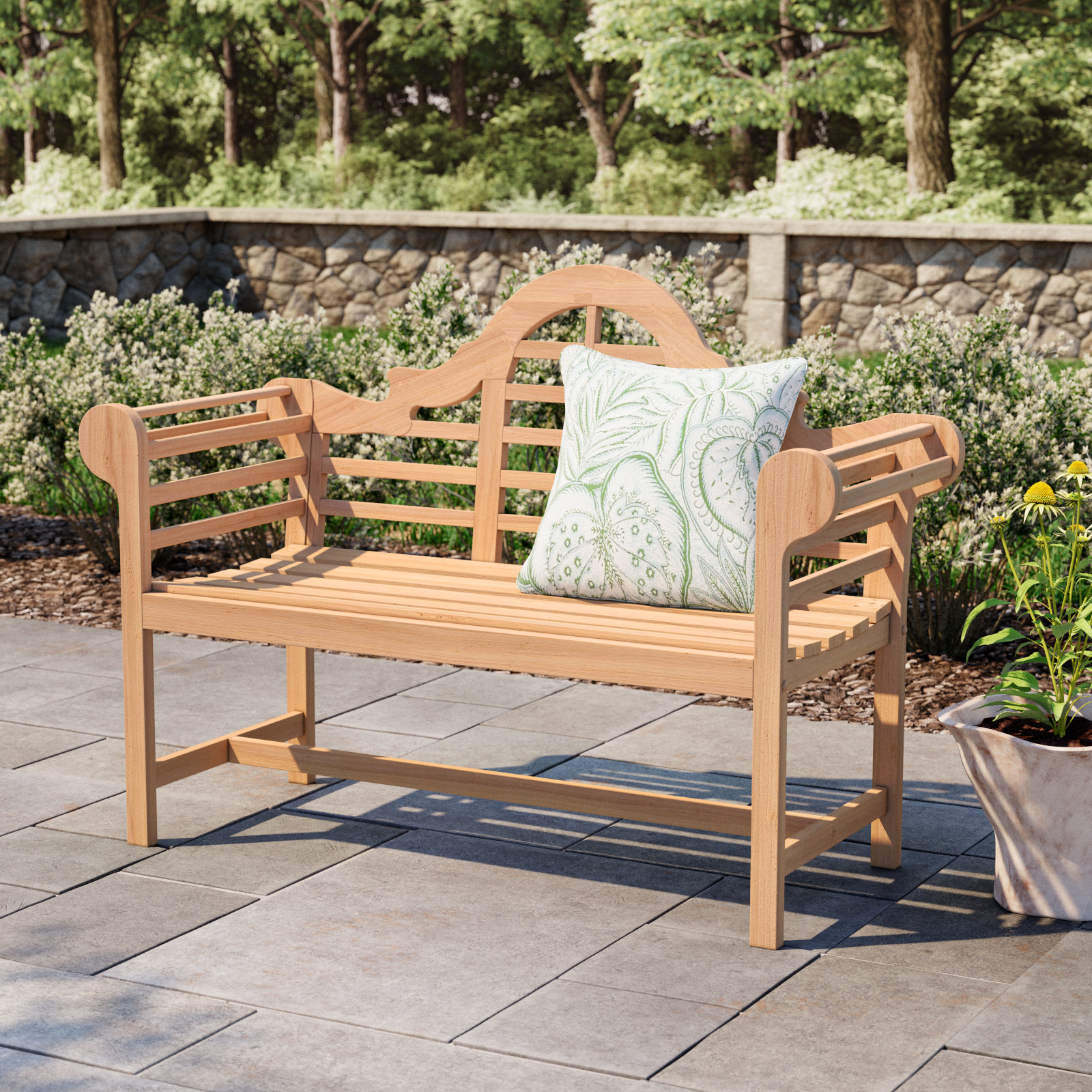 Bea Teak Outdoor Bench, 38.75" H x 54.25" W x 23.5" D