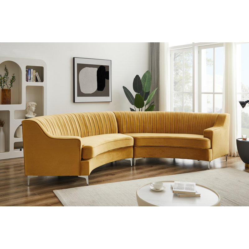 Canapé à accoudoirs roulés 140,94 po, Doré