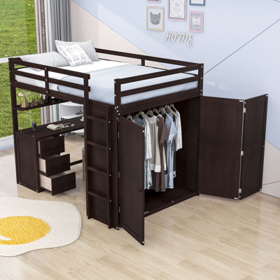 Henness Full 3 Drawer Loft Bed with Built-in-Desk by Harriet Bee