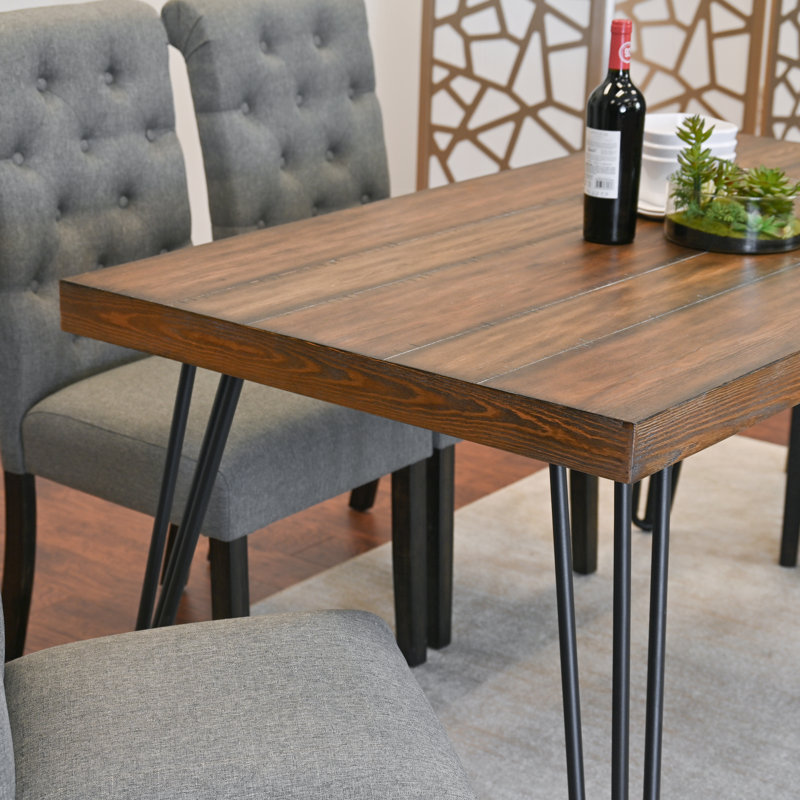 Ensemble de salle à manger 5 pièces Ashford, table à manger en épingle à cheveux avec 4 chaises, 4 options de couleurs, Gris