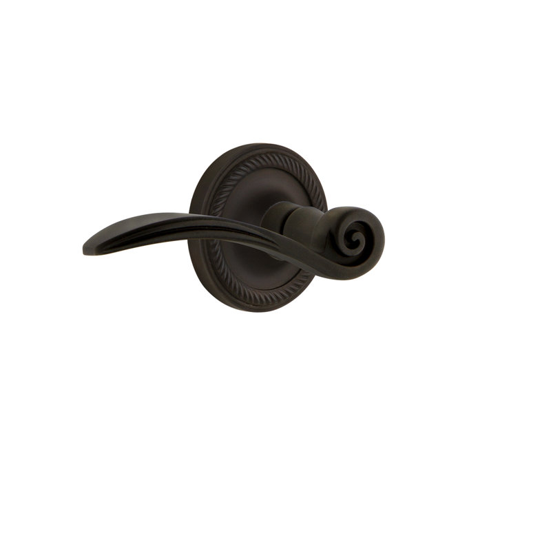 Rope Rosette Privacy (Bed & Bath) with Swan Lever, Oil-Rubbed Bronze, 2.75", Left