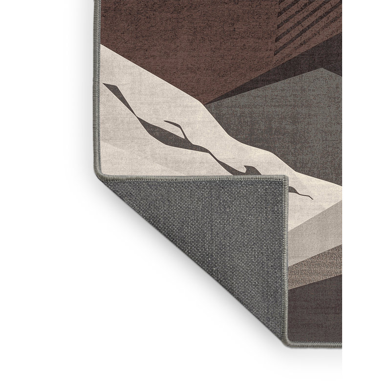 Tapis gris moelleux moelleux à motif géométrique moderne - reliure grise, Carré 5 pi