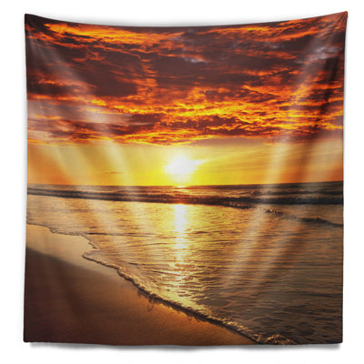 Tapisserie jaune vif et vagues seascape