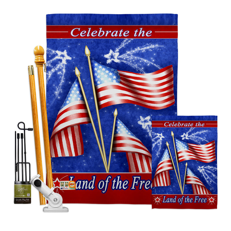 Celebrate Freedom Impressions Decorative 2-Sided Polyester 40 x 28 in. Flag Set