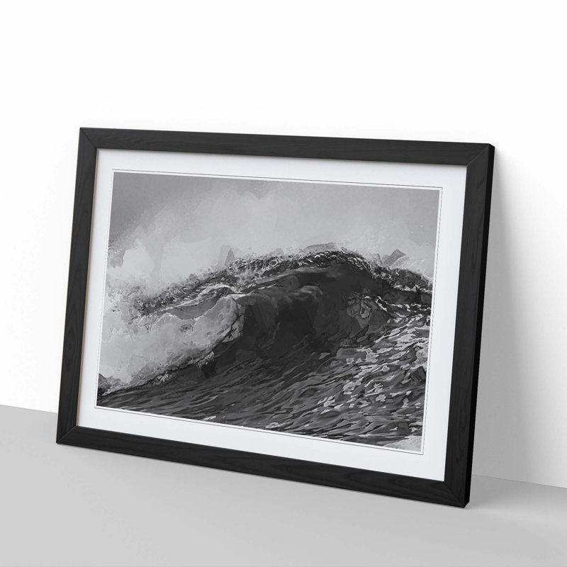 Wave of Life in Abstract - Picture Frame Graphic Art Print, 50cm H x 76cm W x 2cm D, Black