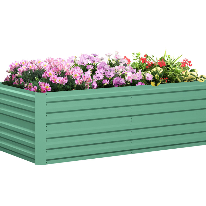 Lit de jardin surélevé galvanisé 6 pi x 3 pi 2 po, pot de fleurs en métal durable pour légumes, fleurs, herbes, pot agronomique stable de 2 pi