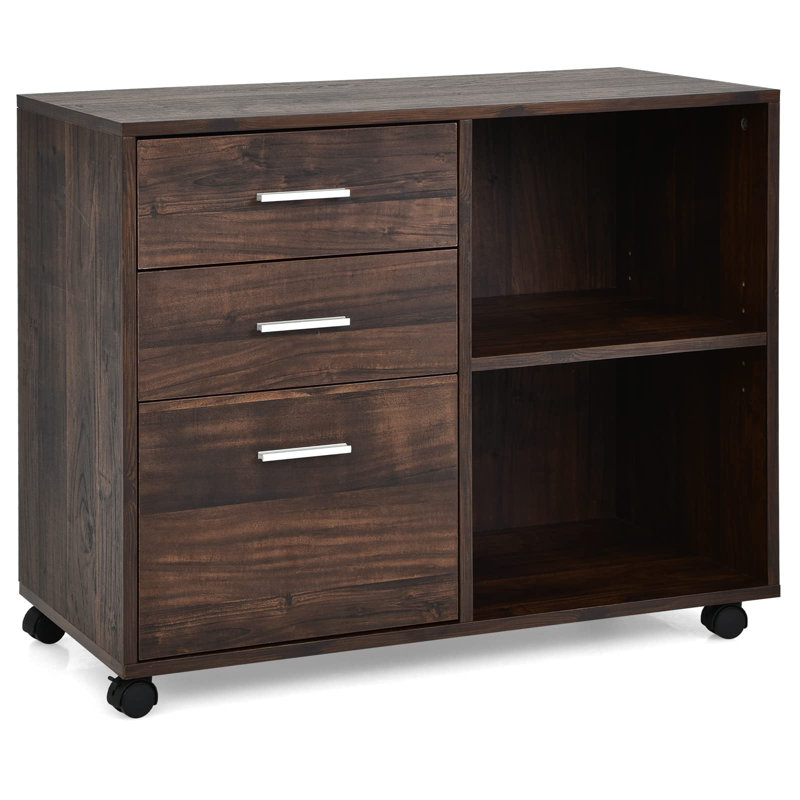 Joori 80 cm W 3 -Drawer Filing Cabinet, Dark Brown