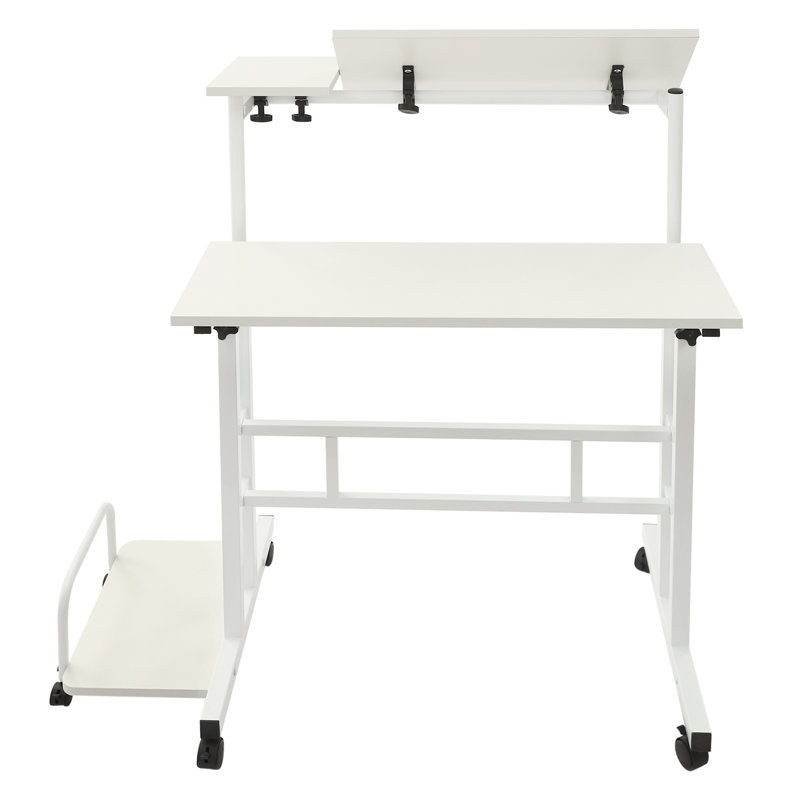 Adjustable Height Foldable Steel Standing Desk, White