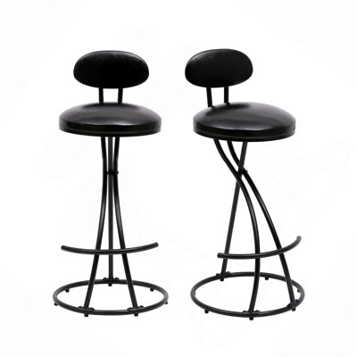 Tabourets de bar rembourrés à hauteur de comptoir pour îlot de cuisine, ensemble de 2 chaises de salle à manger en cuir avec repose-pieds