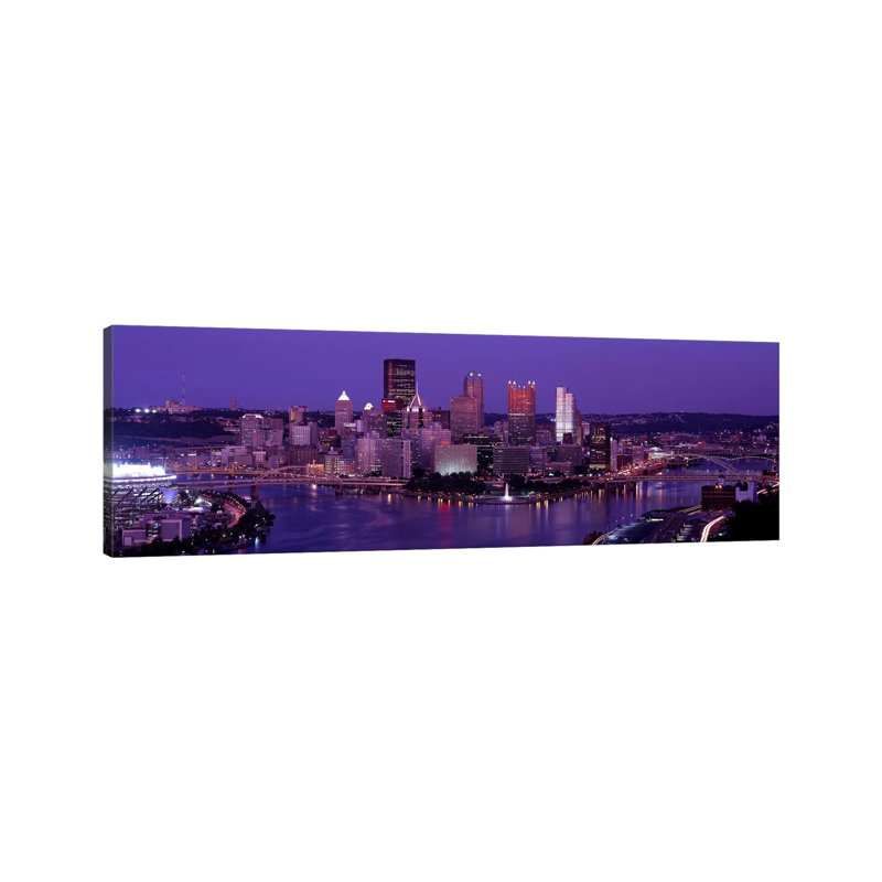 Dusk Pittsburgh PA USA 1 Piece Wrapped Canvas Panoramic Wall Art, 152.4 cm H x 50.8 cm W x 1.91 cm D