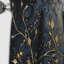 Golden Branch Tree Luminous Tangle I - Rideau floral occultant en velours monochrome - 1 panneau-107823978