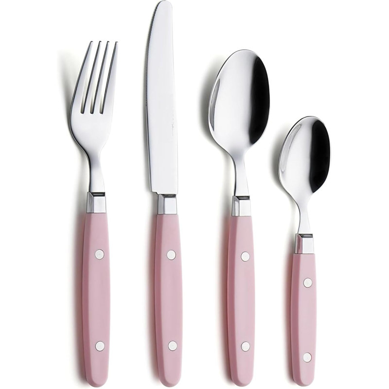 Exzact 24 Stainless Steel Cutlery Set, Service for 6, Light Pink