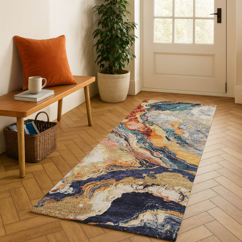 Premium Machine Washable Jakiyra AMF1908 Abstract Rug, Runner 2'3" x 7'6"