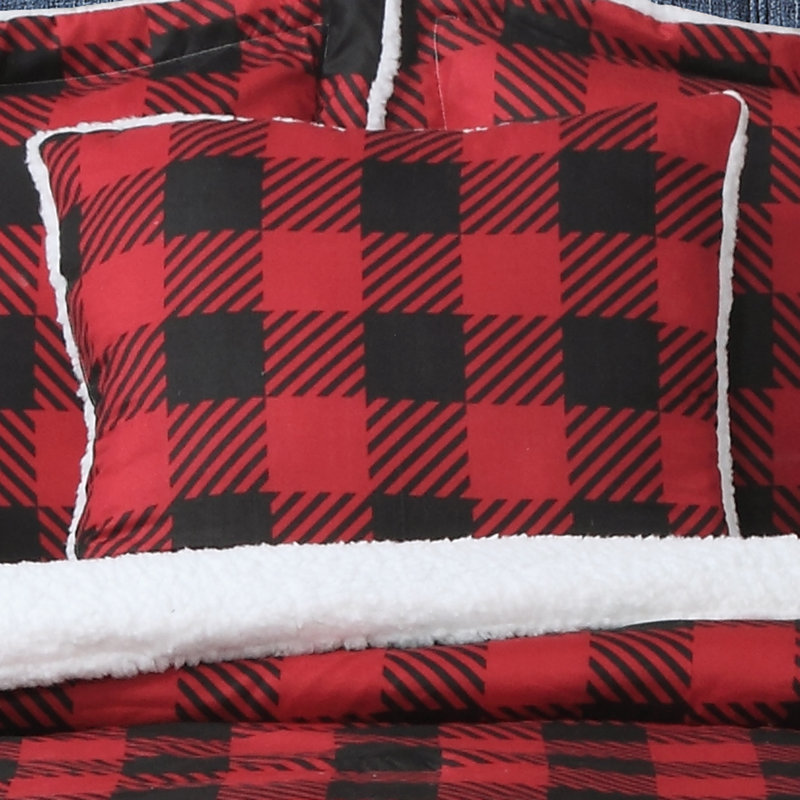 Branner Polyester Plaid Comforter, King Comforter + 3 Shams