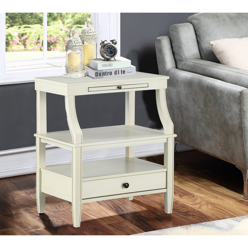 Table de chevet blanche exquise exquise avec de charmantes options de rangement dans la chambre à coucher