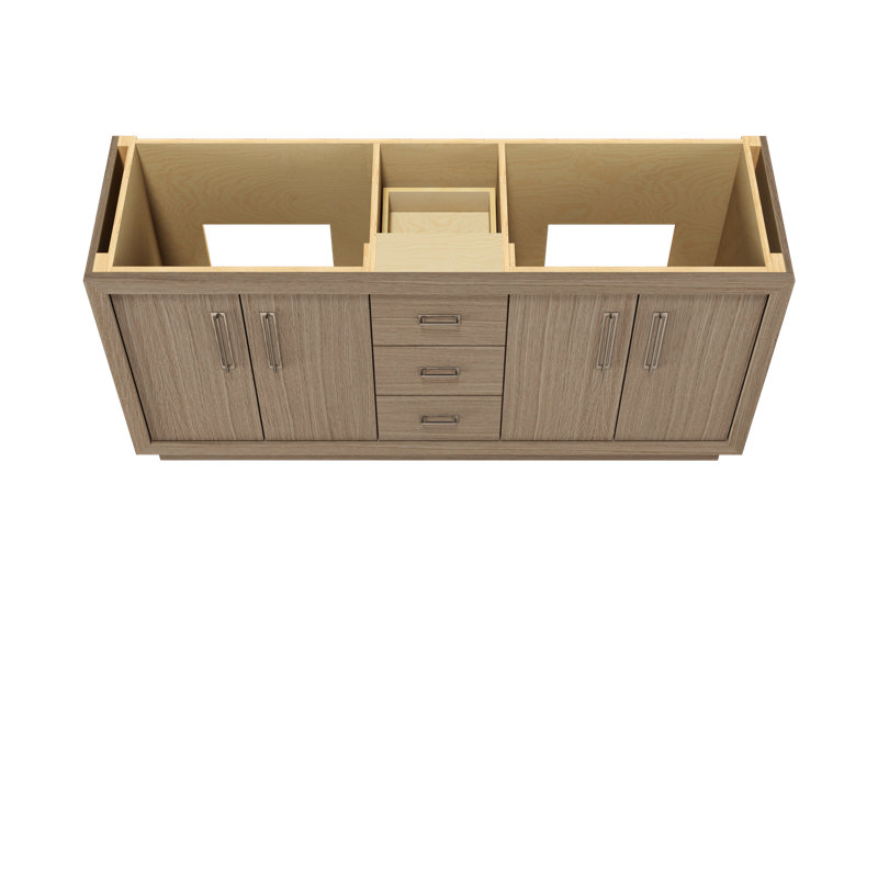 Avalon Double Bath Vanity, Natural Weathered, Satin Nickel, 72"