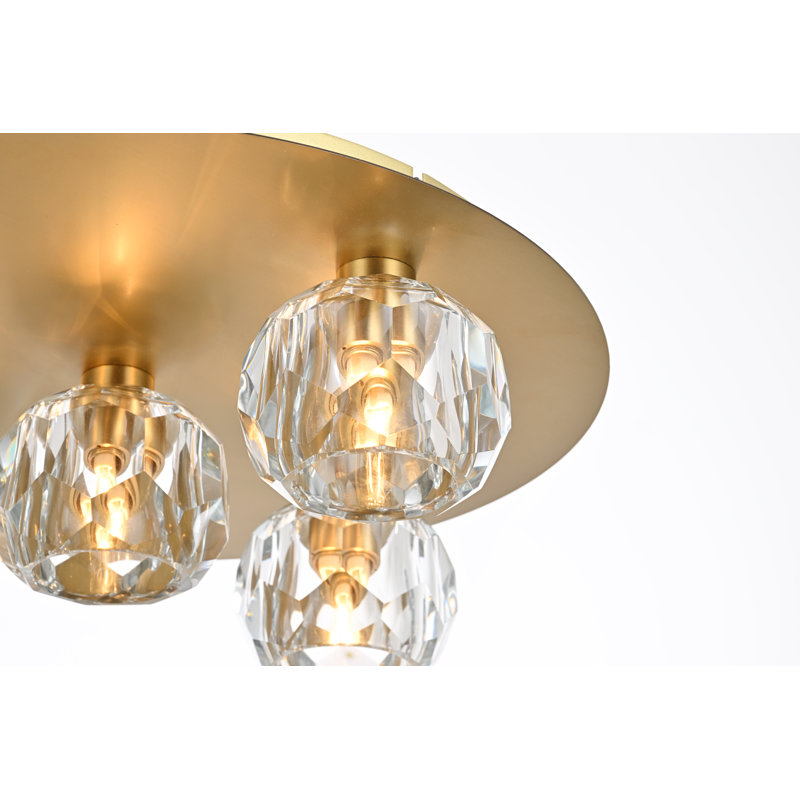 Plafonnier encastré en cristal Whitchurch, 5 lumières, Nickel, H 4 po x l 16 po x P 16 po
