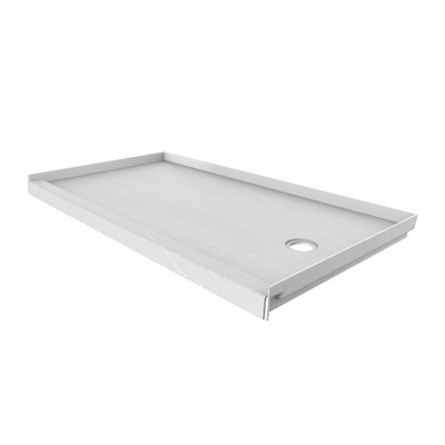 FlexStone® 60"W x 32"D Alcove Shower Base with Right Drain in Sea Salt