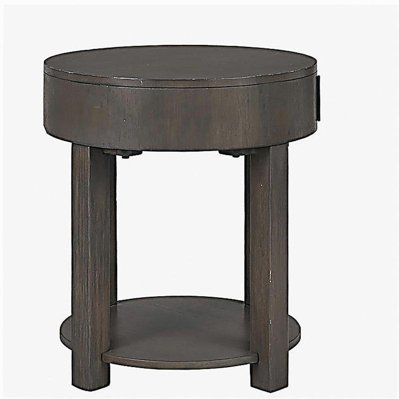 Table d'appoint en bois aggloméré brun clair Jonah de 20 po avec port USB Jonah