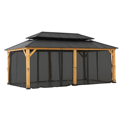Sunjoy Universal Mosquito Netting for 12 ft. ×20 ft. Gazebos, 4-Panel Mosquito Sidewalls with Double Zippers for Outdoor Patio (Only Netting)
