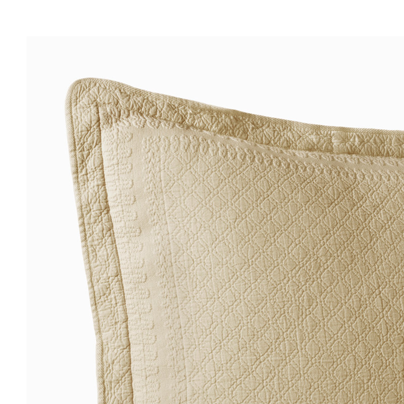 Historic Charleston King Charles Matelasse Decorative Pillow Sham, Classic Cotton Standard Queen Pillow Cover, 20 in x 26 in, 1 Count, Birch