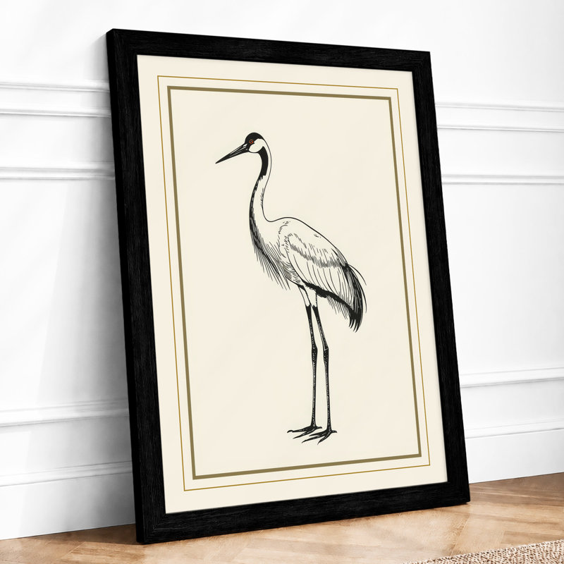 Standing Crane Minimalist - Print, A1 - 84.1 x 59.4 cm, Black