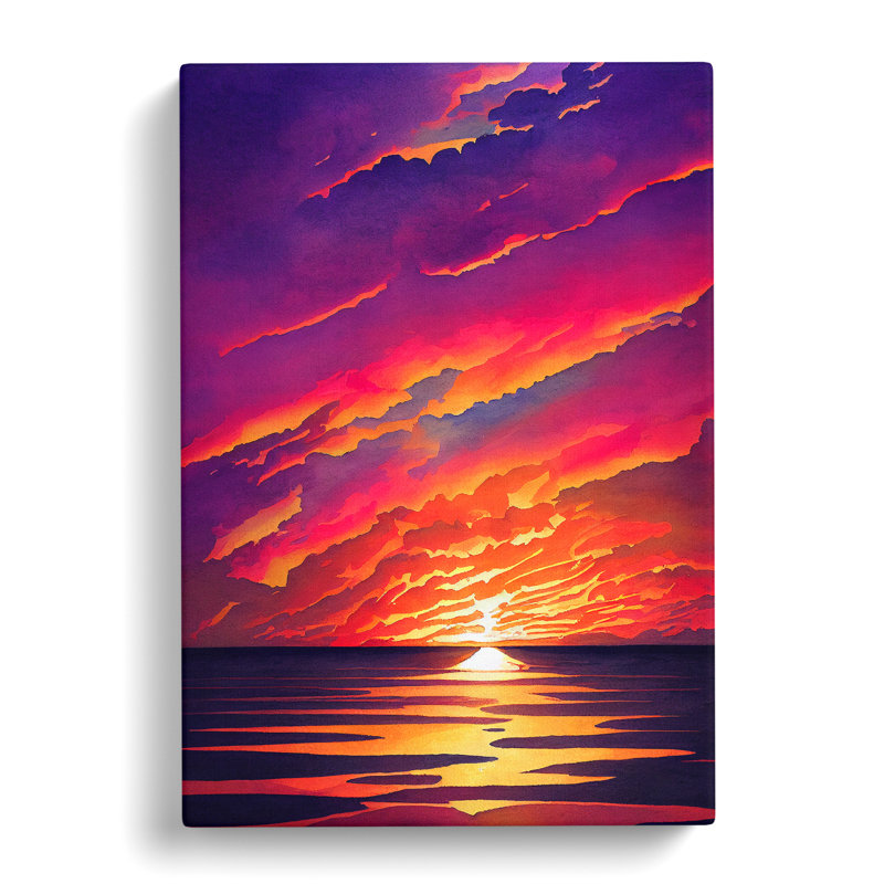Beauteous Ocean Sunset - Wall Art, Wrapped Canvas, 50cm H x 35cm W, No Matte