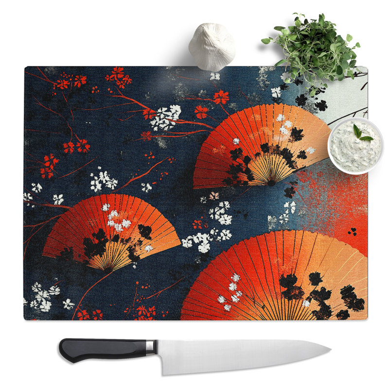Japanese Fans  Glass Chopping Board