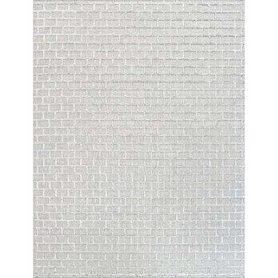 Cotton Geometric Area Rug in Gray