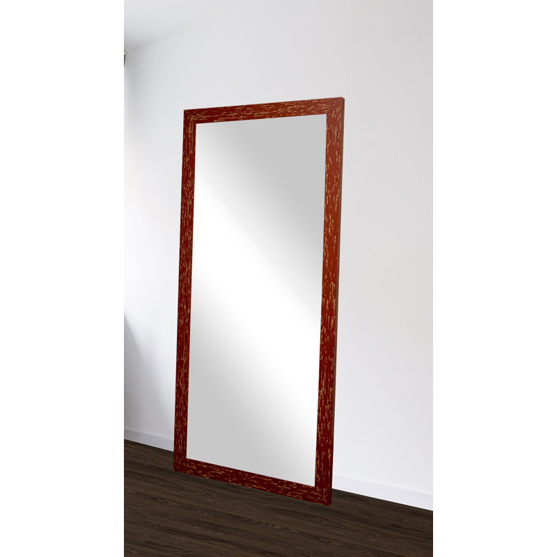 Galilaia Solid Wood Flat Mirror, 65" H x 30" W, Red