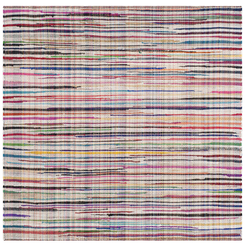 Fales Office Chair Collection Fabric/Metal Striped Rug, Square 4'