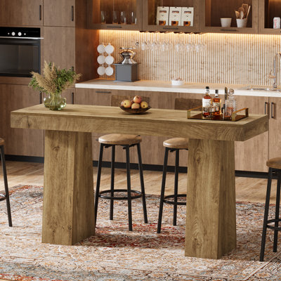 63-Inch Bar Table with Thickened Tabletop and Sturdy Base by Millwood Pines