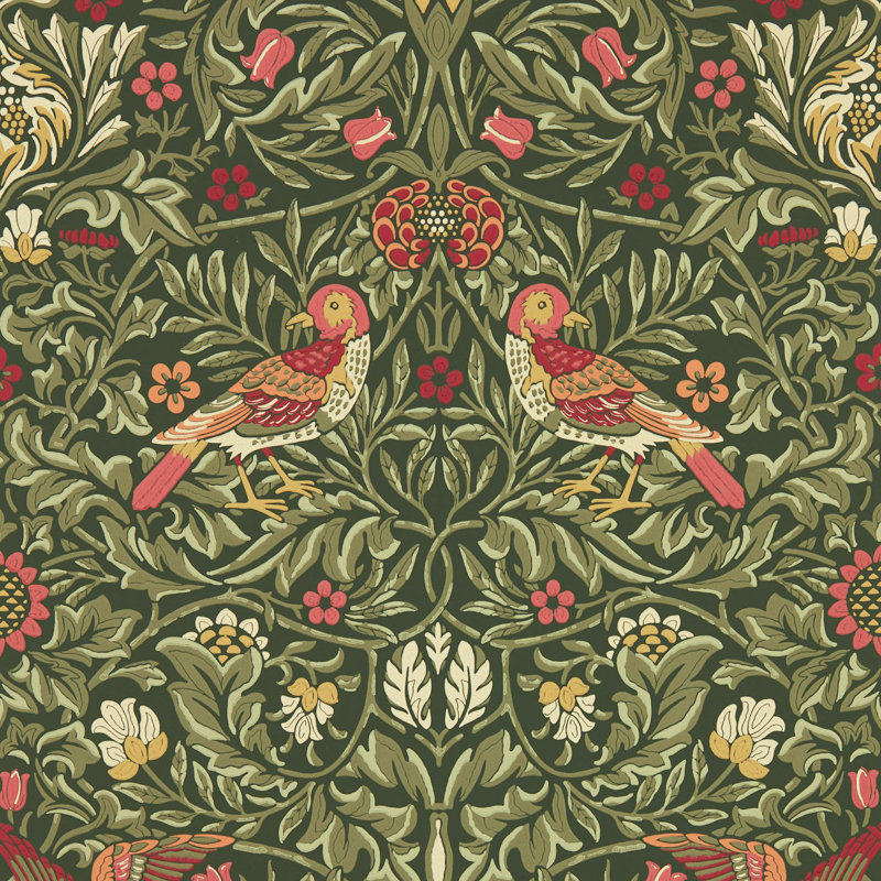 Bird 10.05m x 52cm Matte Wallpaper Roll, Dark Green