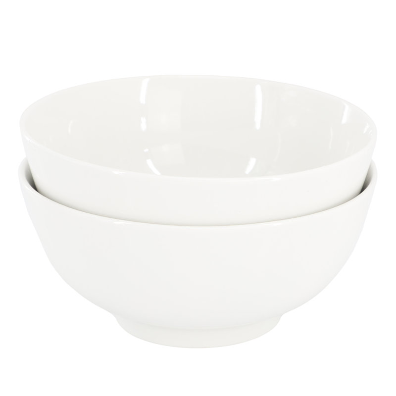 Ebern Designs Great Essentials 2 Piece 6.9 Inch Fine Ceramic Noodle Bowl Set in White