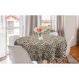 Ambesonne Honeycomb Round Tablecloth, Geometric Composition With Bullseye Hexagon Pattern Honey Beehive Design Geometry, Circle Table Cloth Cover For Dining Room Kitchen Decoration, 60", Beige Blue