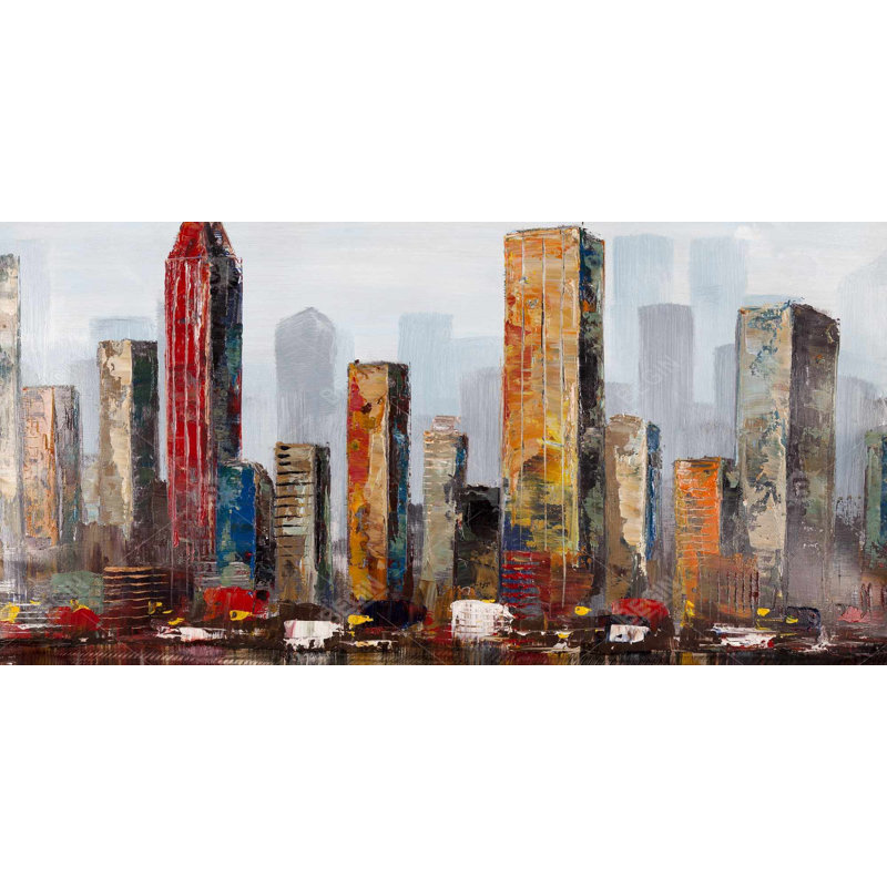 Rust Look City - Toile encadrée pour le décor du salon