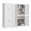 Armoire de rangement modulaire blanche de 75 po de hauteur, armoire en métal empilable 2-en-1 avec 4 portes et 6 tablettes réglables, garde-manger robuste, organisateur de cuisine du sol au plafond avec ensemble anti-basculement