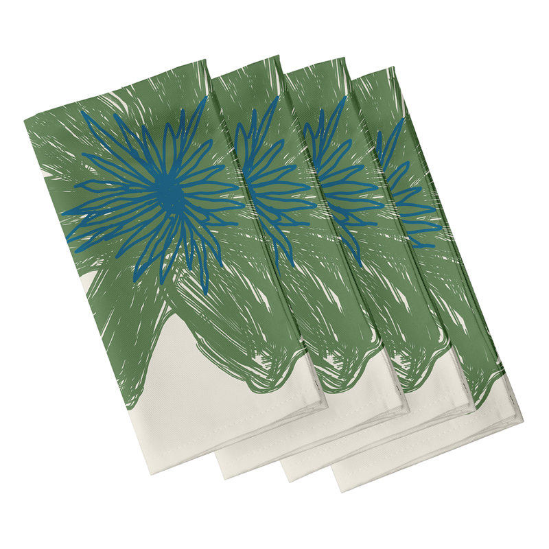 Ceriyah Polyester Floral Square Napkin, Green