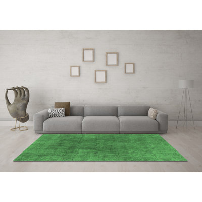 Tapis abstrait vert émeraude 828 lavable à la machine