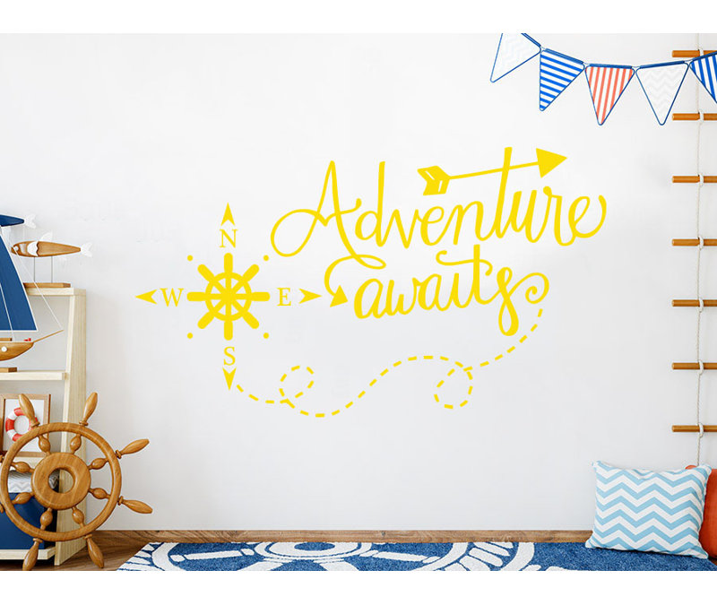 Adhésif décoratif boussole d'aventure et d'aventure, Jaune