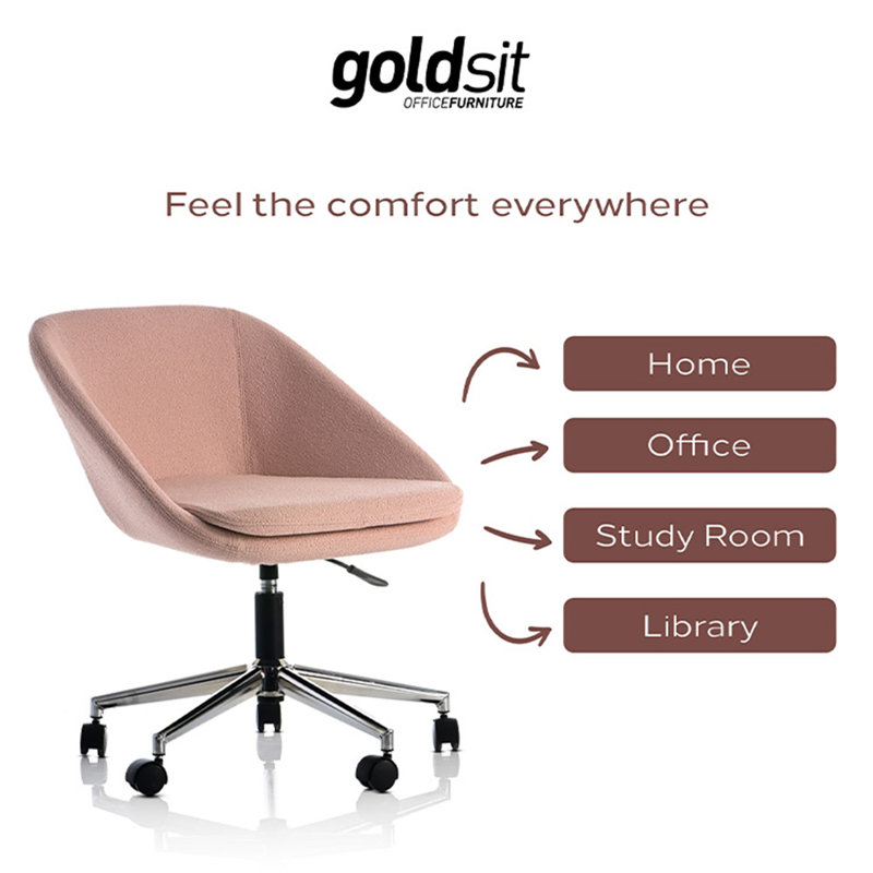 Chaise de bureau en polyester Klementina, Rose