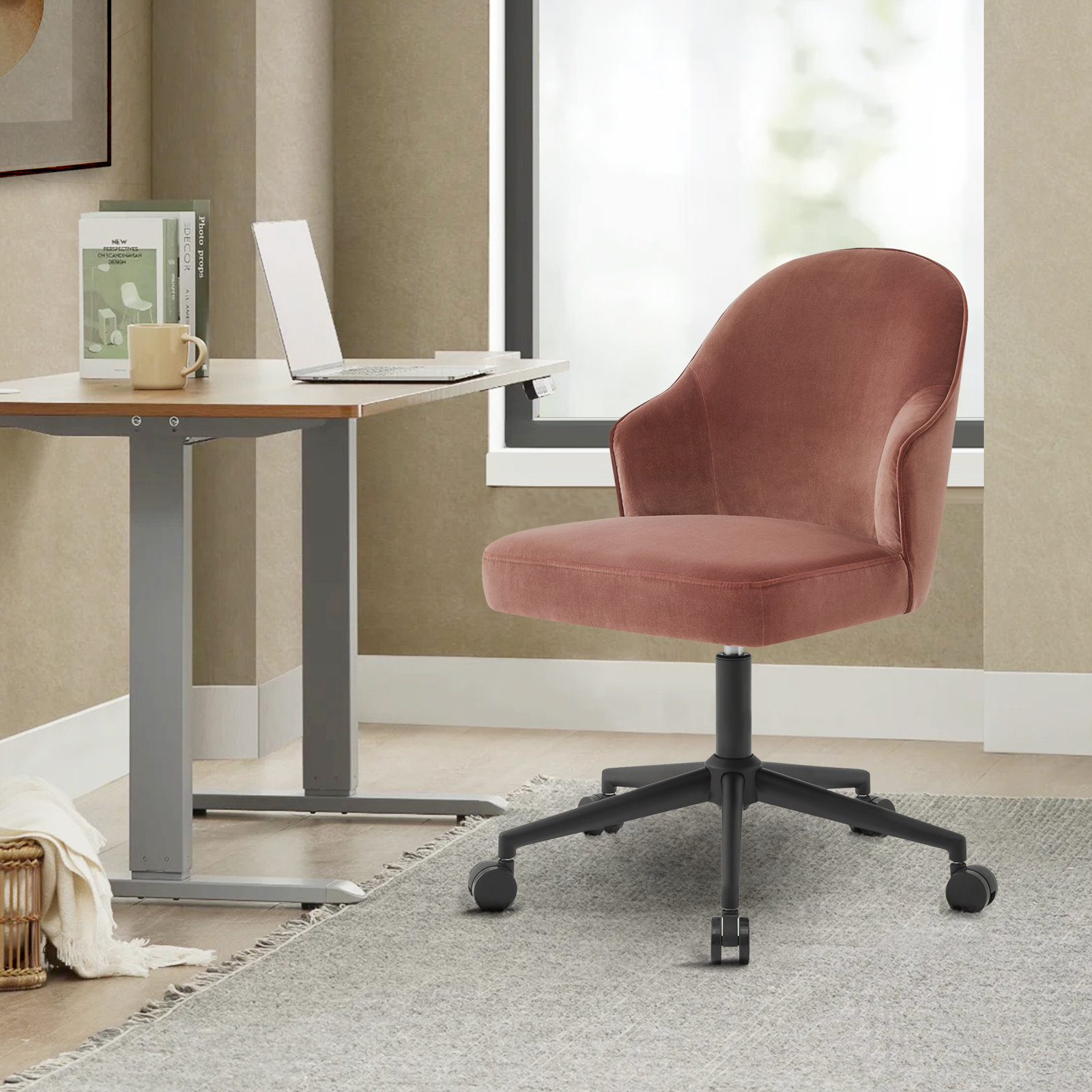 Miller Office Chair, Falkirk Reddish Brown Velvet