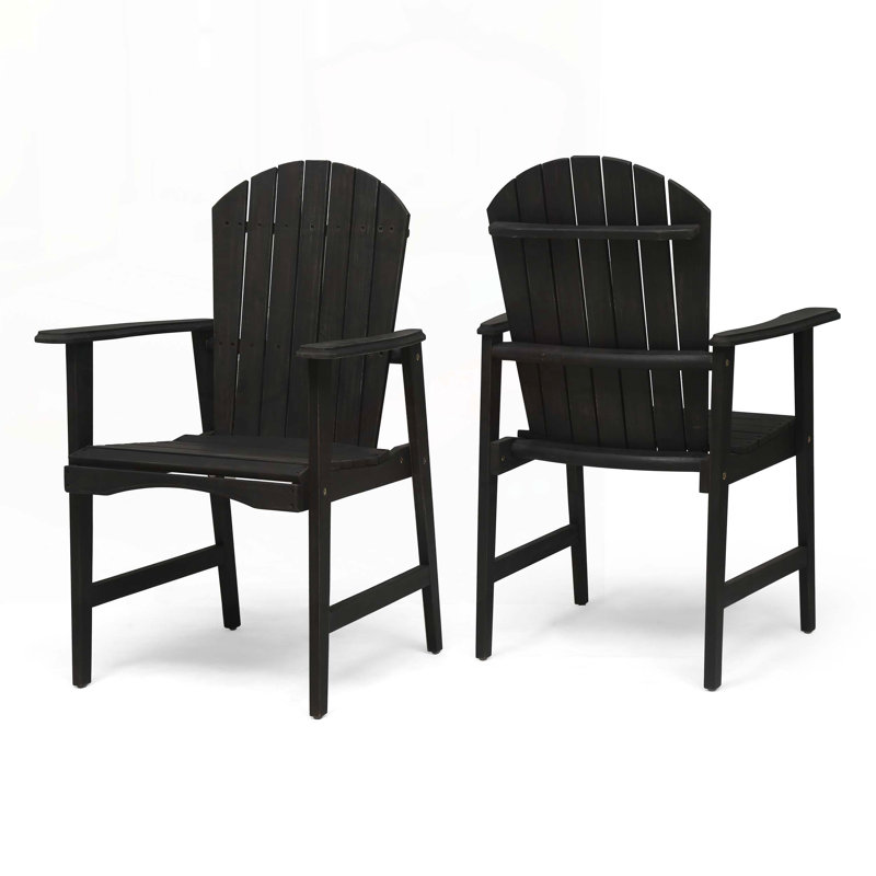 Outdoor Acacia Wood Adirondack Dining Chairs, Dark Gray