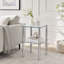 Ensemble de 2 tables d'appoint transparentes, tables basses en verre à 2 niveaux avec tablette de rangement