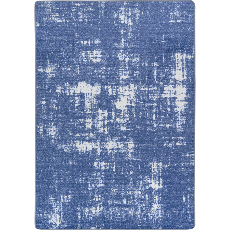 Tapis abstrait bleu / blanc touffeté, Rectangle 7 pi 8 po x 10 pi 9 po