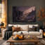 Art mural sur toile, "Black Panther and Barn Owl on Rocky Cliff"-1702501082