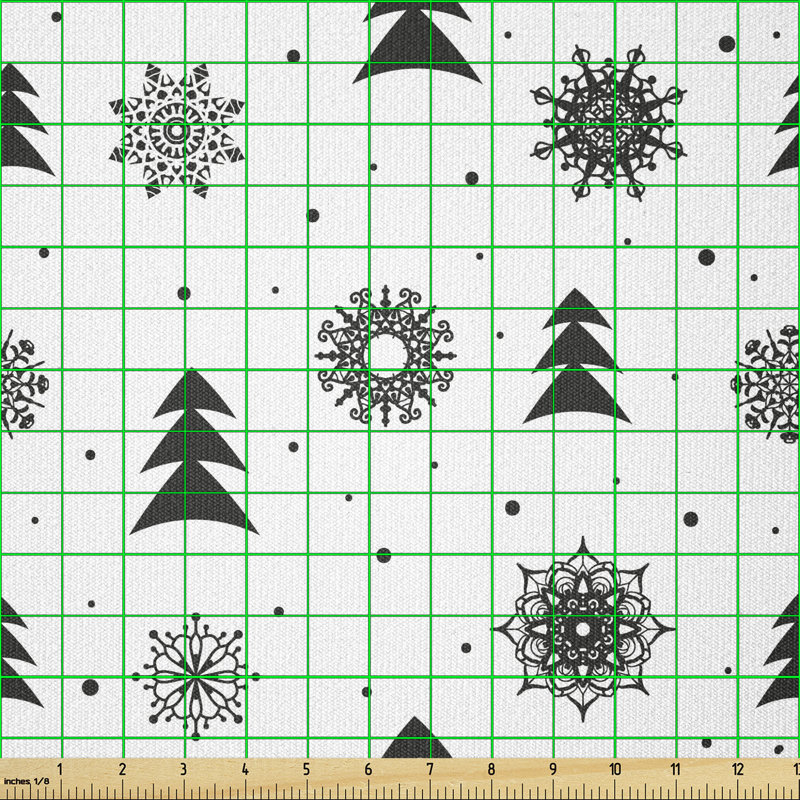 Deyli Christmas Pine Trees Snowflakes Multi-Purpose Fabric