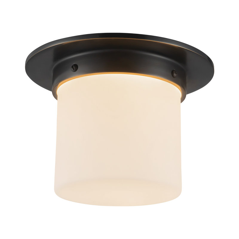 Mineral 8-in Brass Flush Mount, Oil Rubbed Bronze, Opal Glass