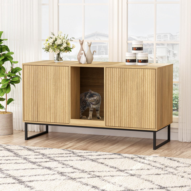 Enceinte de litière pour 2 chats, Jaune / Noir