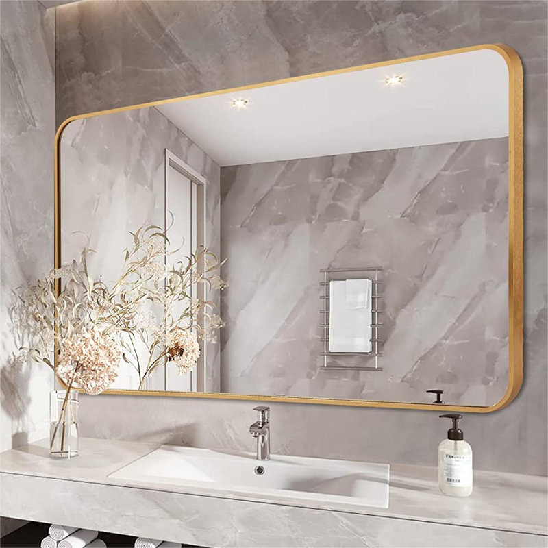 Miroir de salle de bain mural, Doré, 26 po x 38 po